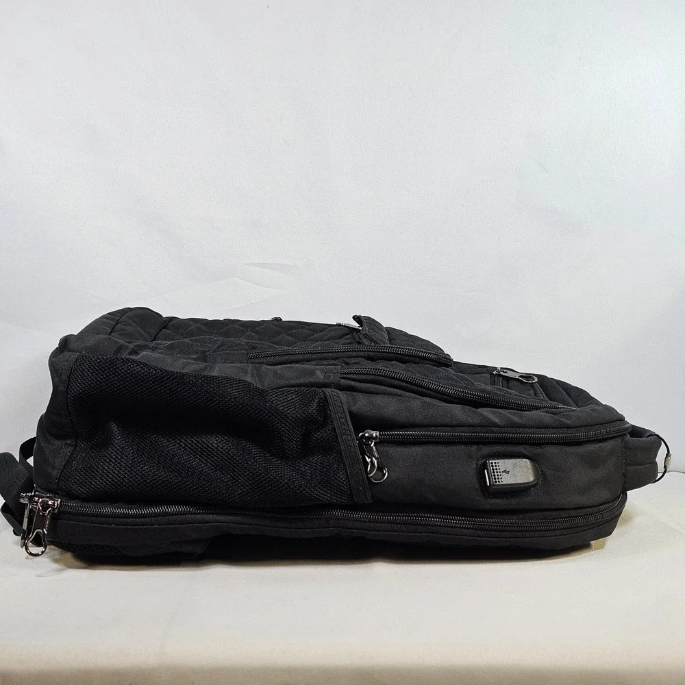 KROSER Laptop Backpack Black Quilted Travel Bag USB Port 18 inch Multi-Pocket‎